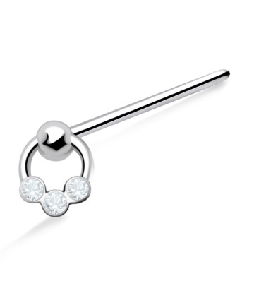 Stones Ring Shaped Silver Straight Nose Stud NSKA-440